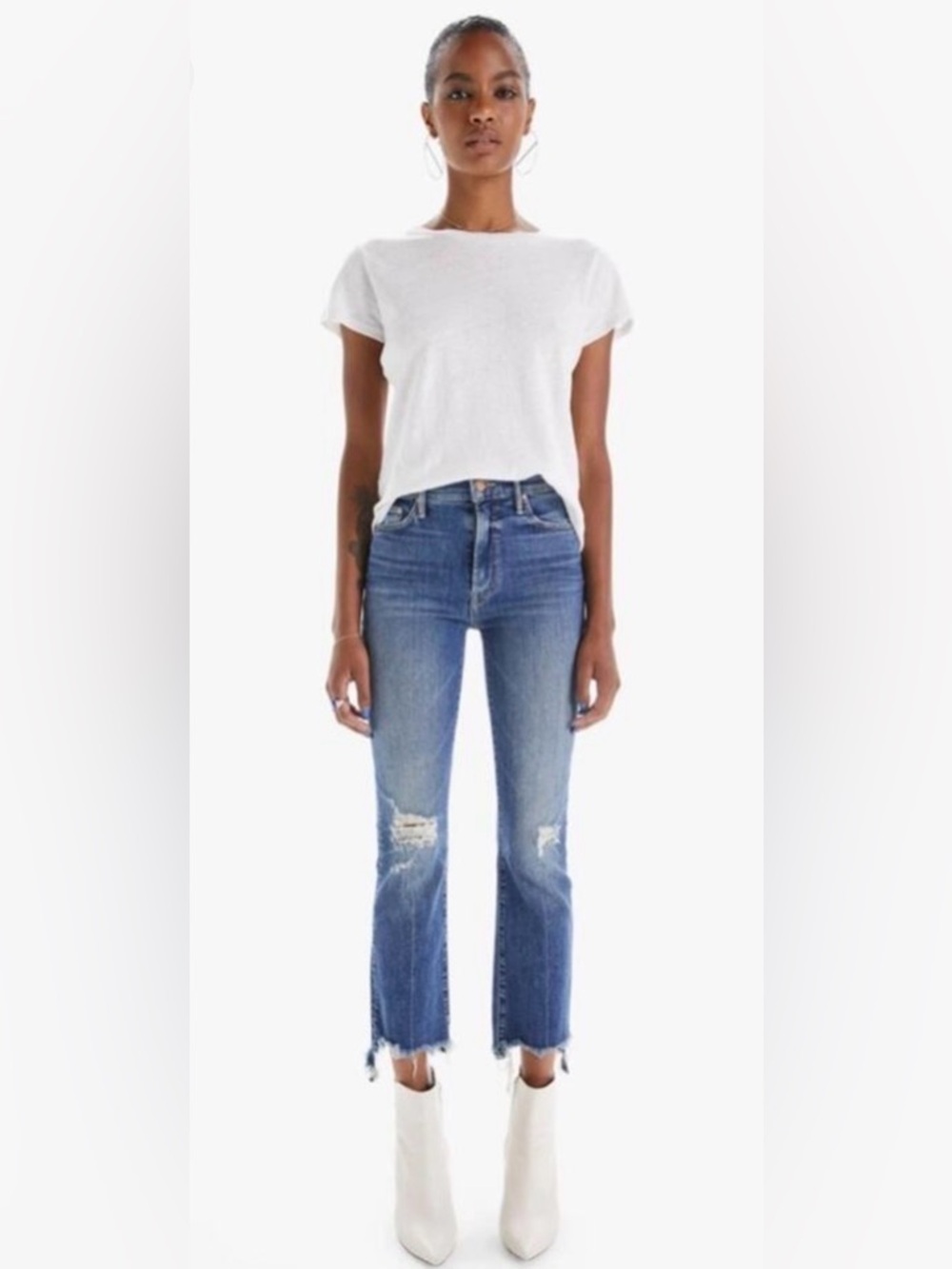 Mother Denim Distressed The Insider Crop Step Chew 28 Coals Blue